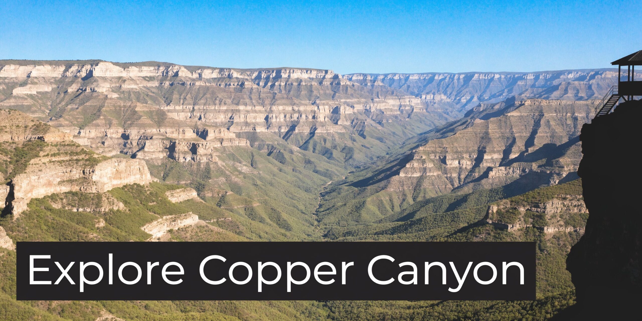 A breathtaking view overlooking the vast landscape and deep rock formations of Copper Canyon in Mexico.