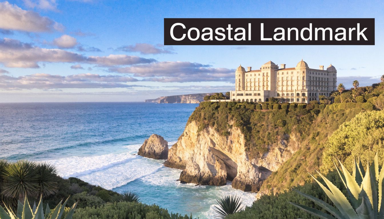 The historic Ritz-Carlton hotel perched on a scenic coastal cliff overlooking the Pacific Ocean in California.