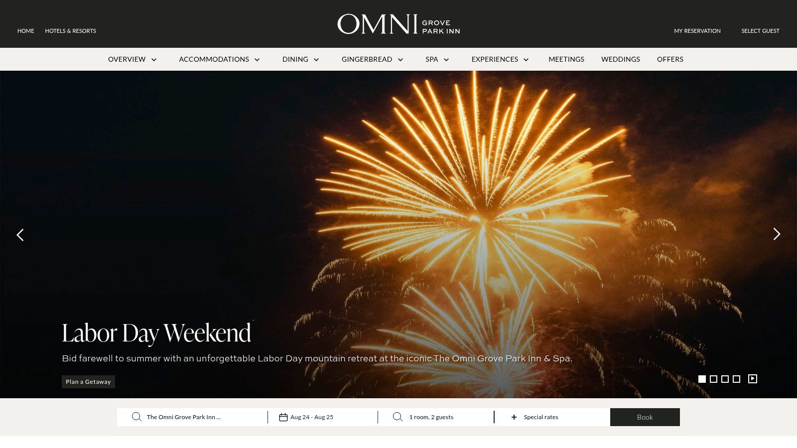 Mountain resort atmosphere at The Omni Grove Park Inn and Spa